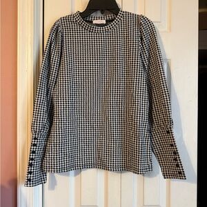 SAYLOR Monochrome Houndstooth Knit Top